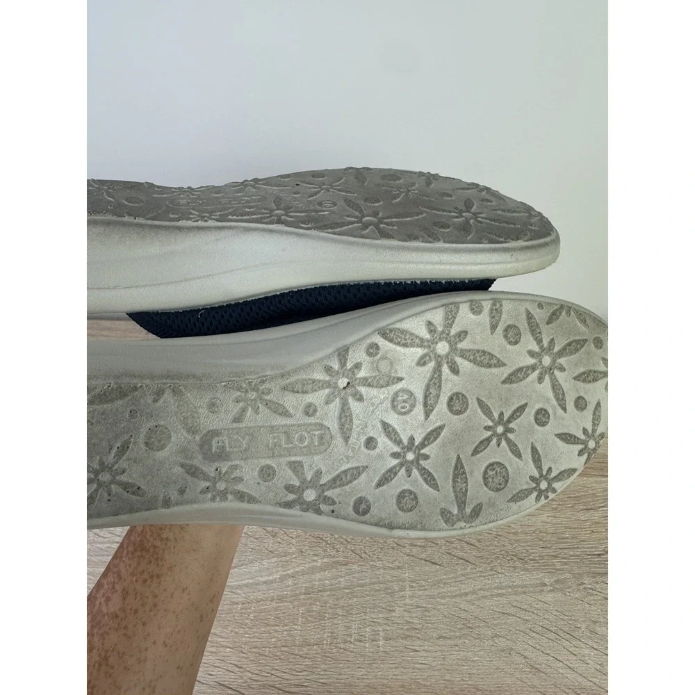 Fly Flot Women's EU40 Navy Mesh Clogs Anti-Shock Slip On Mules EUC Italy